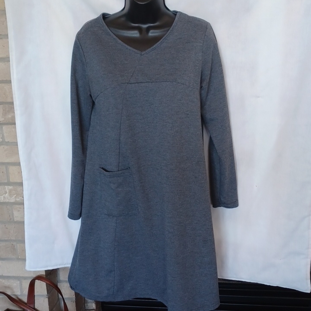 Zanzea Dress Long Sleeve Grey Pocket Dress, loose, flowy, comfortable, M